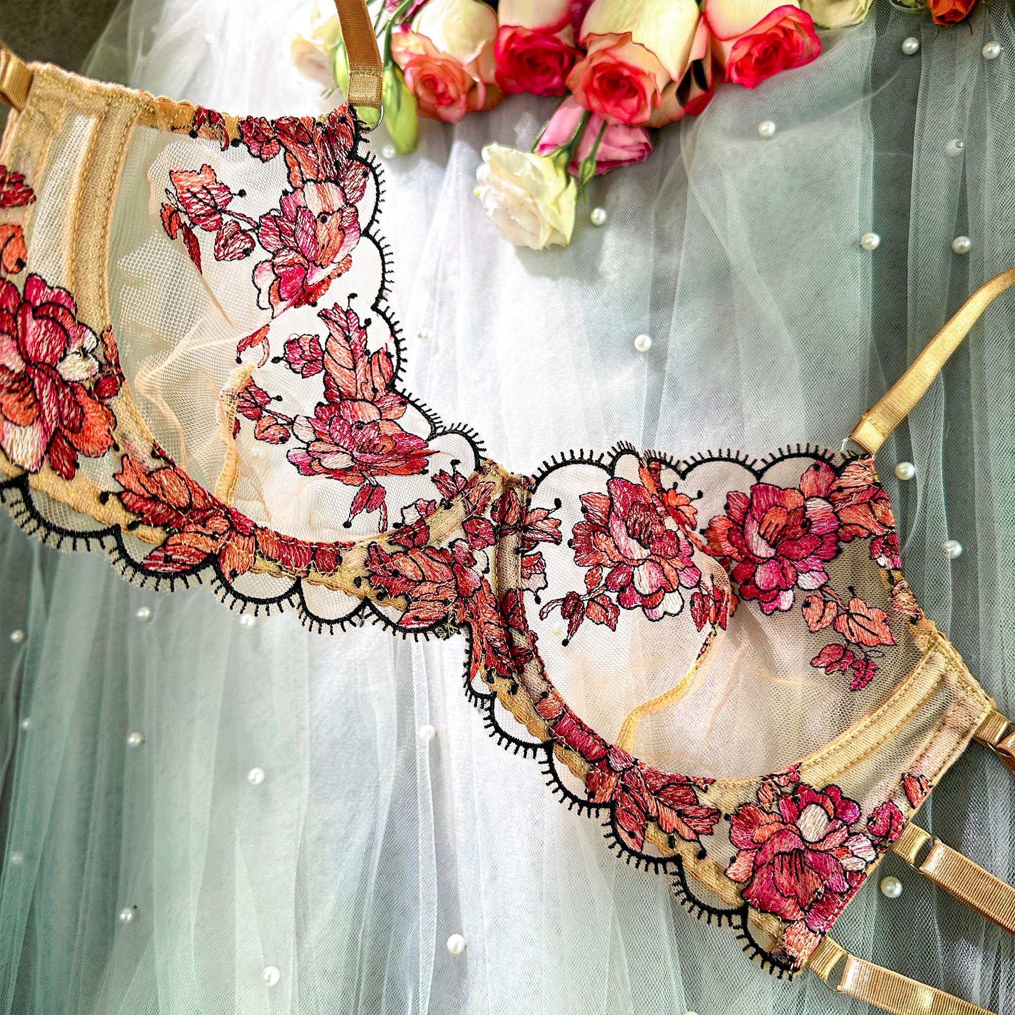 Blossom Elegance Floral Lace Lingerie Set With Embroidery Hello.LA.Girl